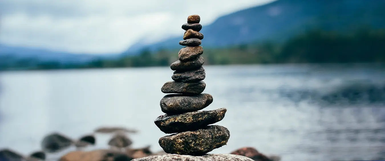 cairn on the lake shore