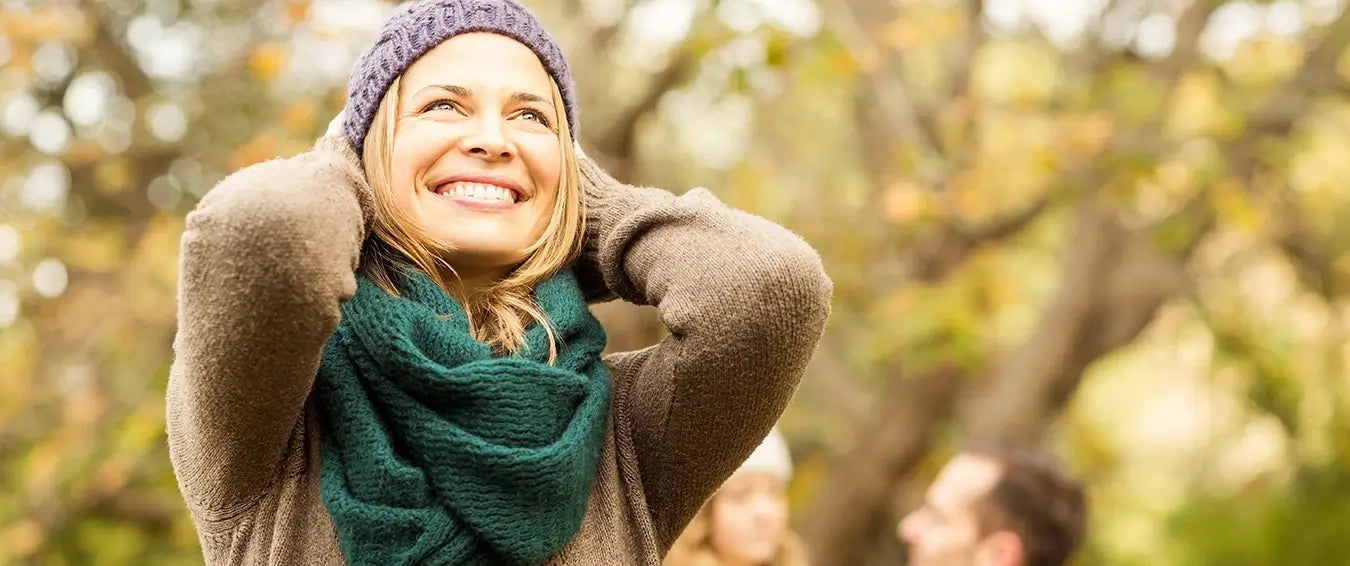 smiling woman in a park