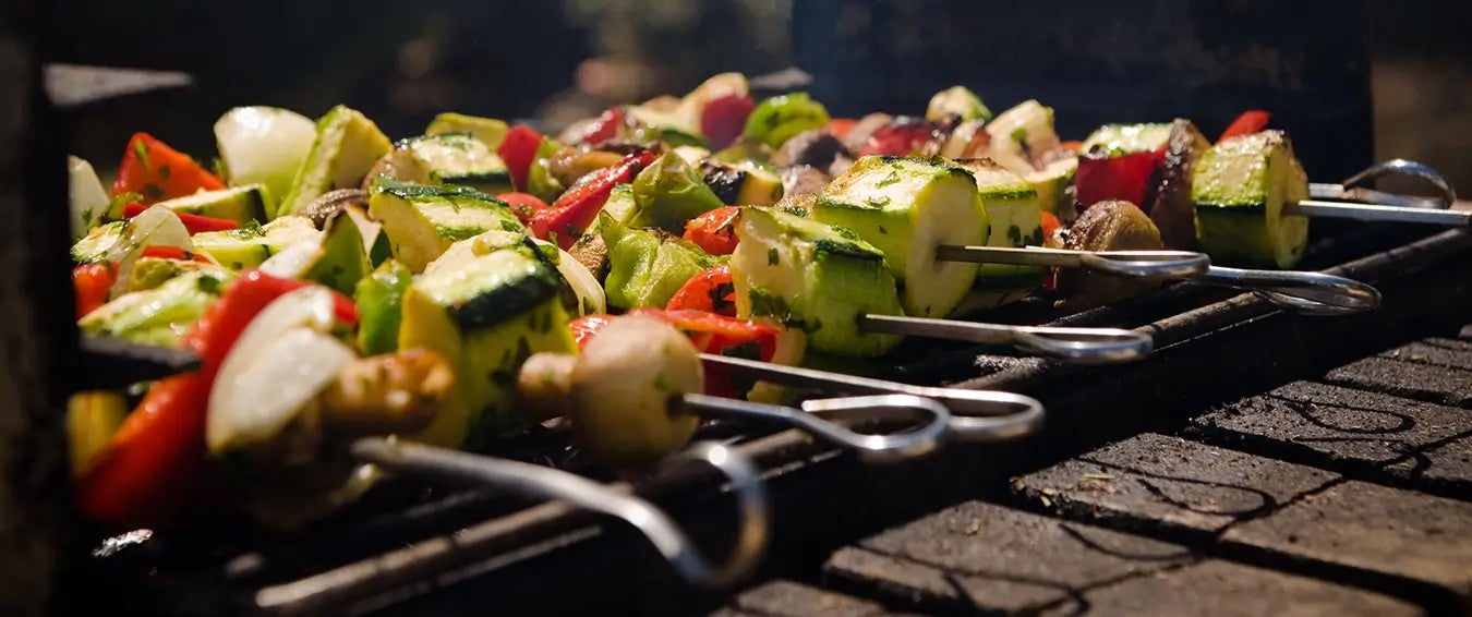 vegetarian skewers on the barbeque