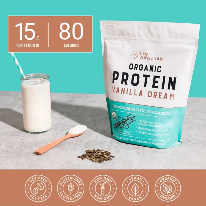 Livegrowth Powder Live Conscious® Organic Protein Powder Vanilla Dream – We Live Conscious